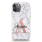 Personalised Magsafe iPhone Case - Grey Marble and Pink Initial/Name