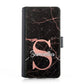 Personalised Google Leather Case - Black Marble and Pink Initial/Name