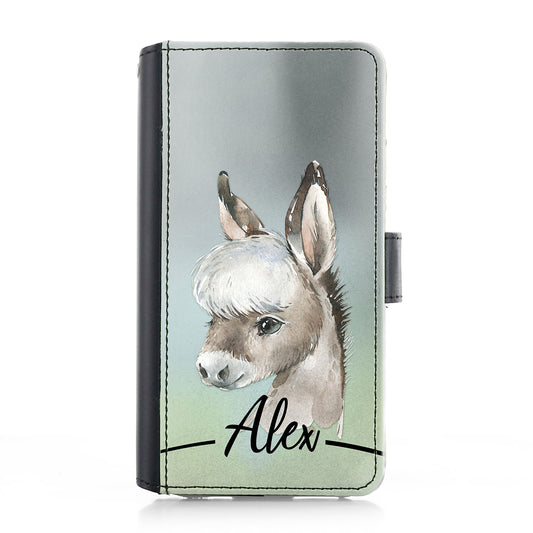 Personalised iPhone Leather Case - Baby Donkey and Name