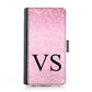 Personalised iPhone Leather Case - Pink Glitter Marble and Monogram