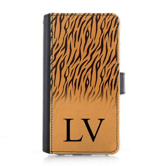 Personalised iPhone Leather Case - Tiger Skin and Initial