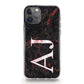 Personalised Magsafe iPhone Case - Red Infused Marble with White Monogram