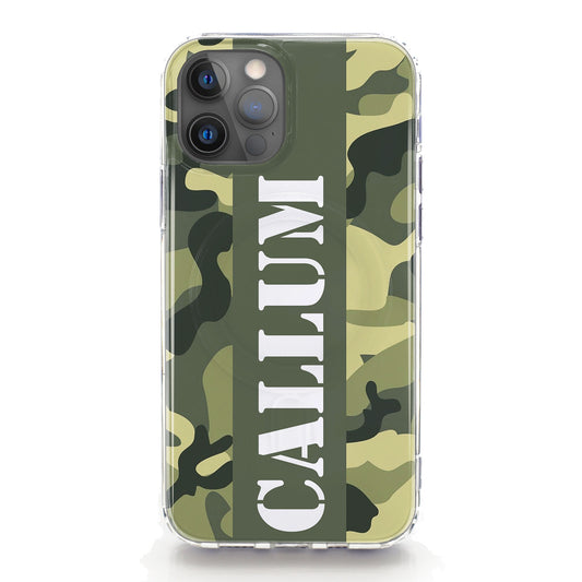 Personalised Magsafe iPhone Case - Green Camo and Name