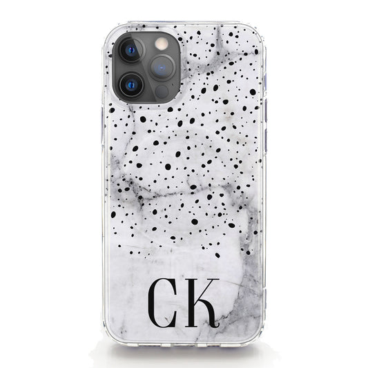 Personalised Magsafe iPhone Case - Black Speckle and Marble Monogram