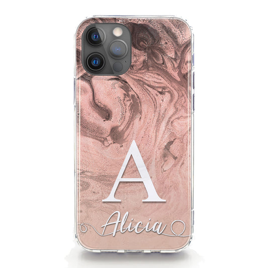 Personalised Magsafe iPhone Case - Copper Swirl and Initial Name