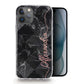 Personalised Magsafe iPhone Case - Black Check Marble and Pink Name