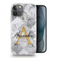 Personalised Magsafe iPhone Case - Black Check Marble and Yellow Monogram