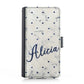 Personalised Google Leather Case - Navy Hearts and Name