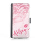 Personalised Samsung Leather Case - Pink Marble and Kiss