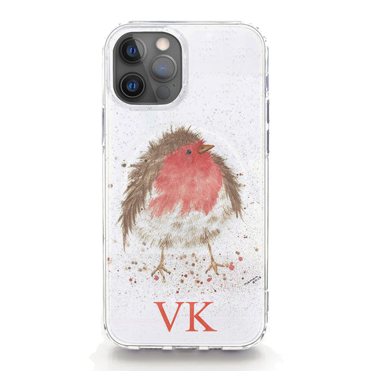 Personalised Magsafe iPhone Case - Little Red Robin and Red Monogram