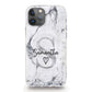 Personalised Magsafe iPhone Case - Grey Marble and Dark Monogram Name