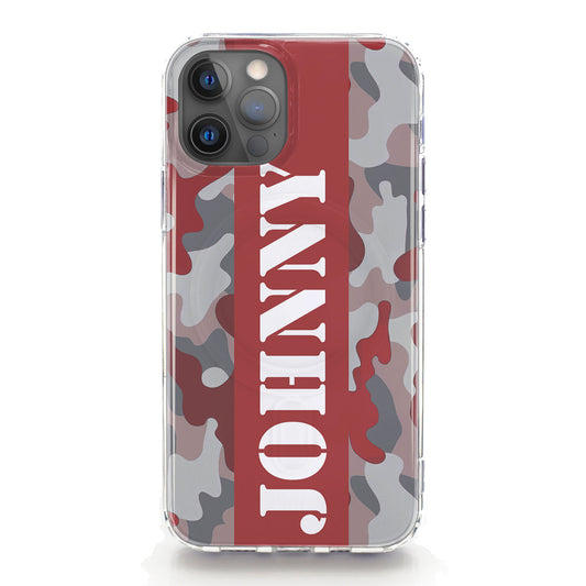 Personalised Magsafe iPhone Case - Red Camo and Name