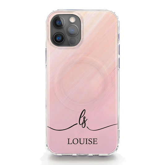 Personalised Magsafe iPhone Case - Pink Pattern and Monogram/Name