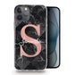 Personalised Magsafe iPhone Case - Black Check Marble and Pink Monogram