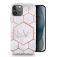 Personalised Magsafe iPhone Case - Rose Hex Monogram on Grey Marble