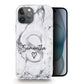 Personalised Magsafe iPhone Case - Grey Marble and Dark Monogram Name