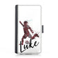 Personalised iPhone Leather Case - Light Maroon Footballer and Name