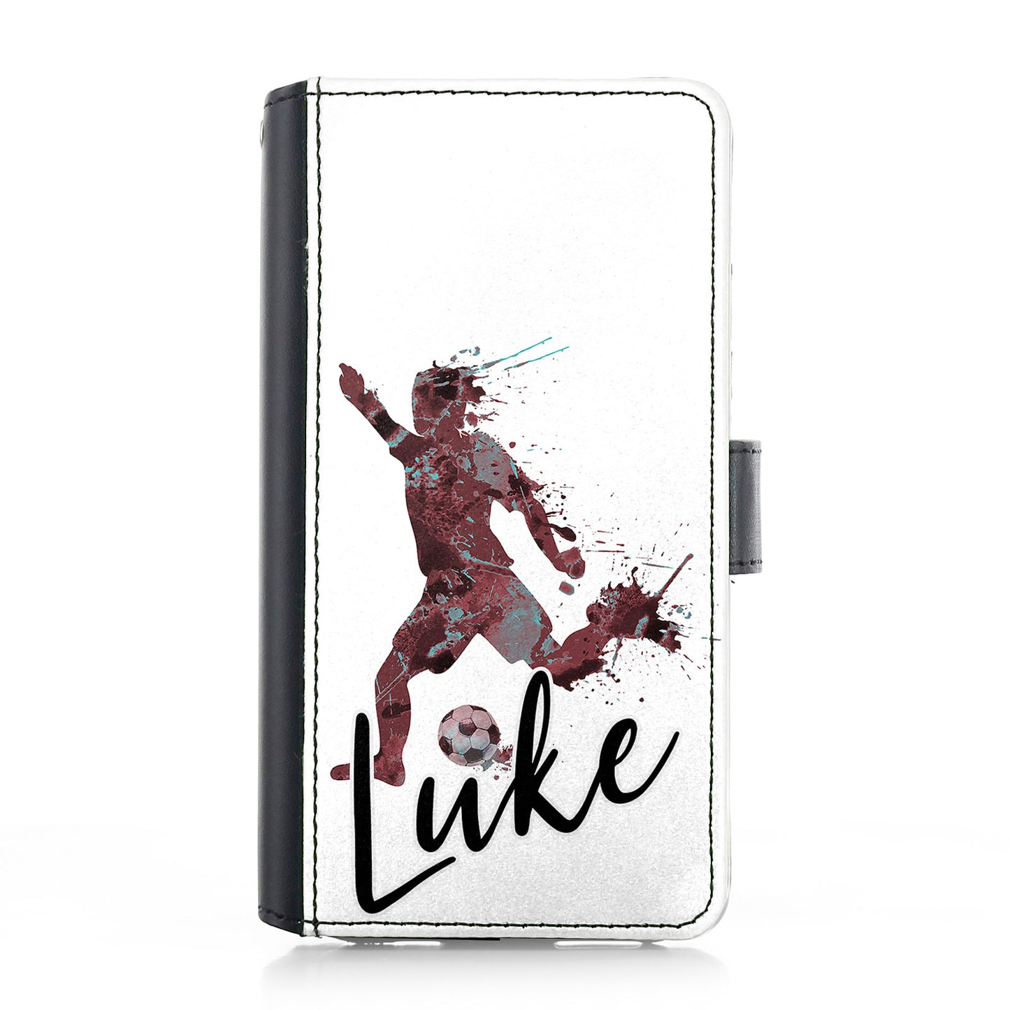 Personalised Samsung Leather Case - Light Maroon Footballer and Name