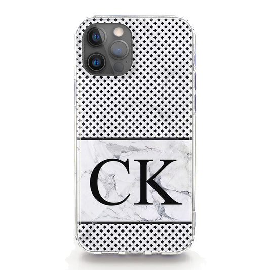 Personalised Magsafe iPhone Case - Grey Check and Black Monogram