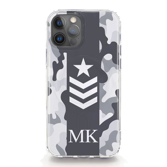 Personalised Magsafe iPhone Case - Grey Camo and Initials