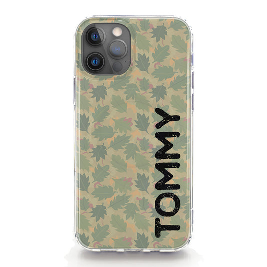 Personalised Magsafe iPhone Case - Green Leaf Camo and Name