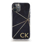 Personalised Magsafe iPhone Case - Navy and Triangular Gold Initial