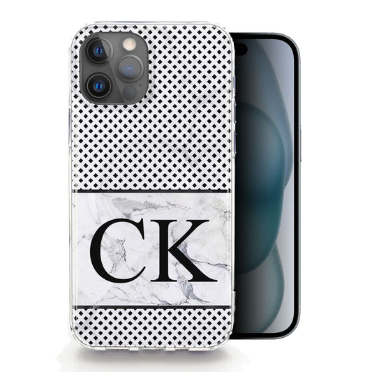 Personalised Magsafe iPhone Case - Grey Check and Black Monogram