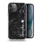 Personalised Magsafe iPhone Case - Black Marble and Love Heart Name