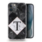 Personalised Magsafe iPhone Case - Black Check Marble and Monogram