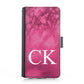 Personalised Google Leather Case - Hot Pink Marble and Monogram