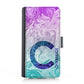 Personalised Samsung Leather Case - Blue/Pink Swirl and Initial/Name