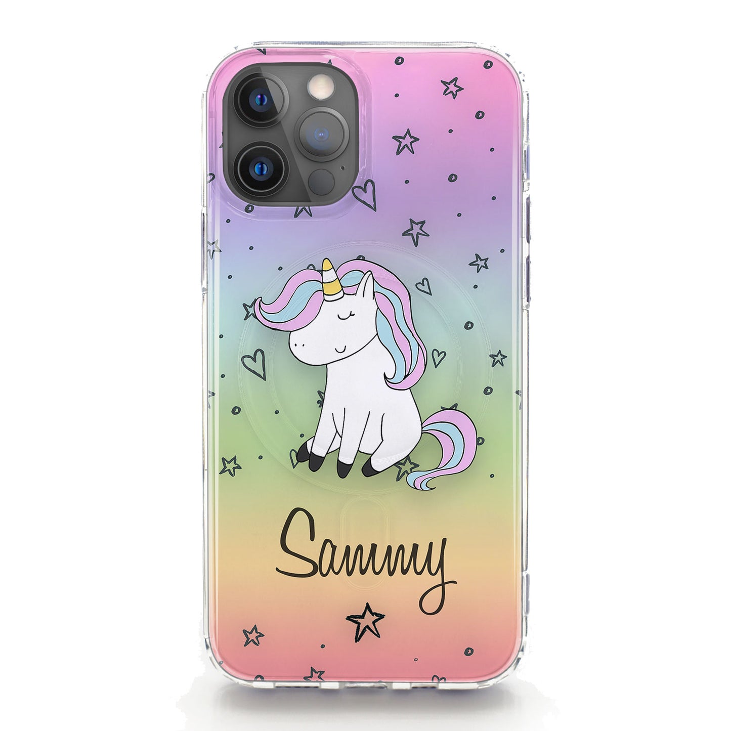 Personalised Magsafe iPhone Case - Love Heart Unicorn and Name