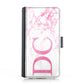 Personalised Samsung Leather Case - White Pink Marble and Monogram