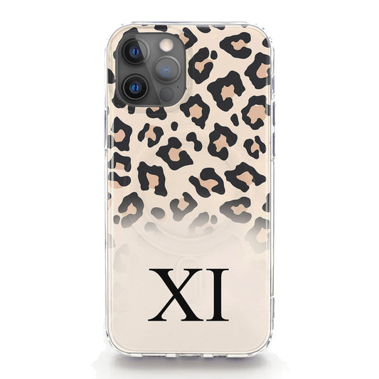 Personalised Magsafe iPhone Case - Pale Leopard Skin and Initial