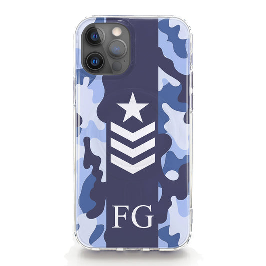 Personalised Magsafe iPhone Case - Blue Camo and Initials