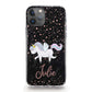 Personalised Magsafe iPhone Case - Black/Pink Speckle Unicorn and Name