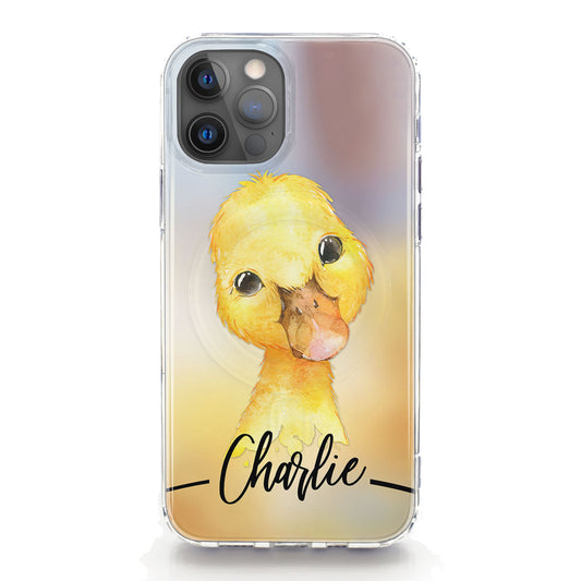 Personalised Magsafe iPhone Case - Yellow Duckling and Name