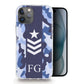 Personalised Magsafe iPhone Case - Blue Camo and Initials