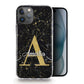 Personalised Magsafe iPhone Case - Black Speckle Marble and Gold Initial/Name