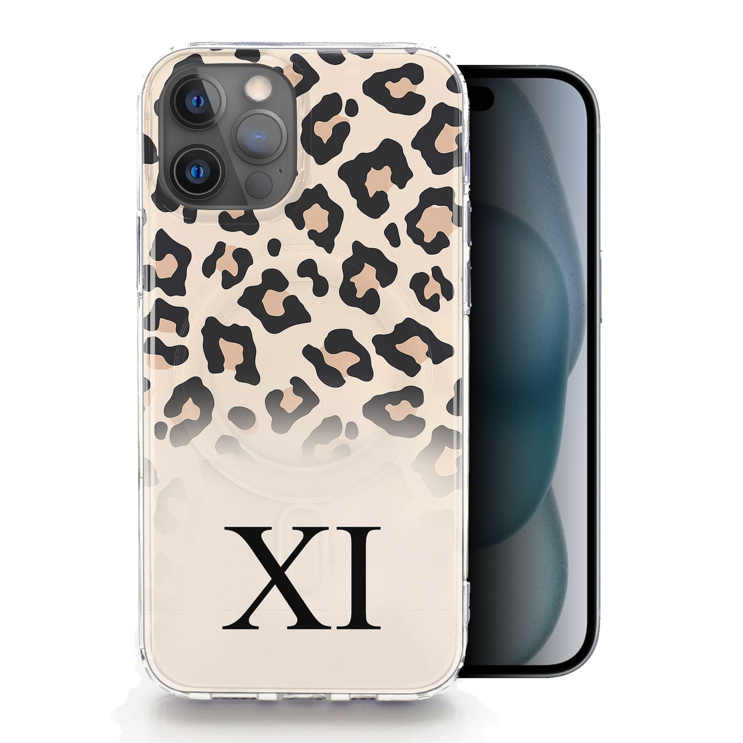 Personalised Magsafe iPhone Case - Pale Leopard Skin and Initial