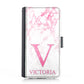 Personalised Samsung Leather Case - White Pink Marble and Initial/Name