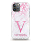 Personalised Magsafe iPhone Case - White Pink Marble and Initial/Name