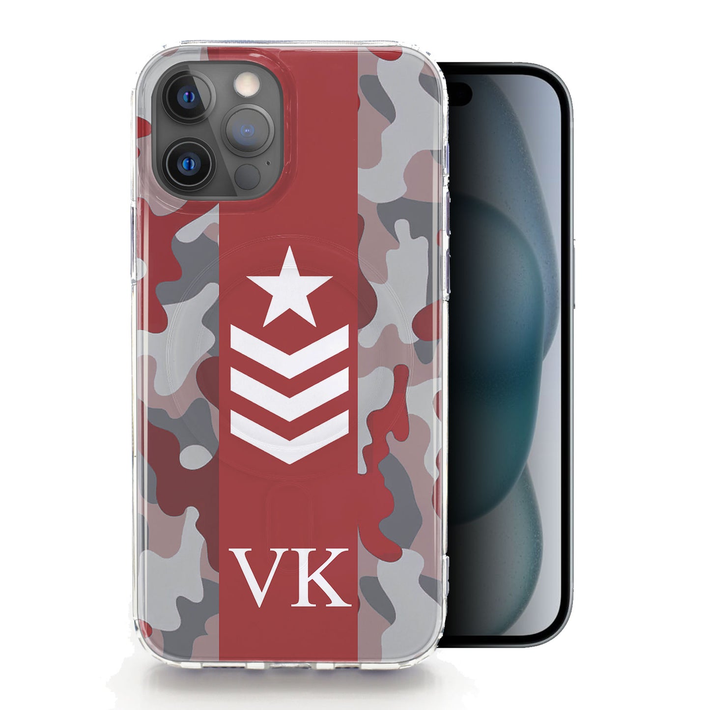 Personalised Magsafe iPhone Case - Red Camo and Initials