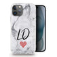 Personalised Magsafe iPhone Case - Grey Marble and Monogram Love Heart