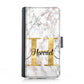 Personalised Samsung Leather Case - White Speckle Marble and Gold Initial/Name