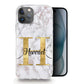 Personalised Magsafe iPhone Case - White Speckle Marble and Gold Initial/Name