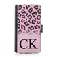Personalised iPhone Leather Case - Pink Leopard Skin and Initial