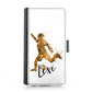 Personalised Samsung Leather Case - Orange Footballer and Name