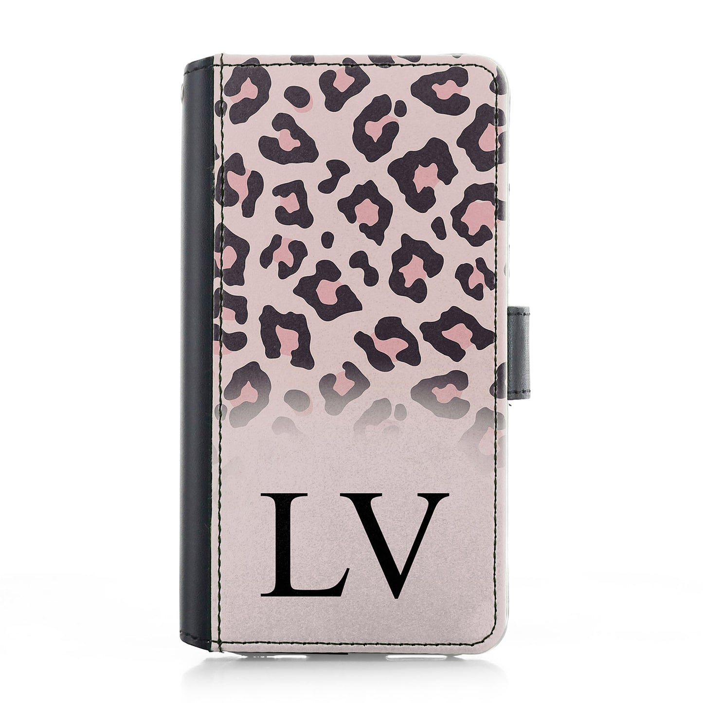 Personalised Samsung Leather Case - Nude Leopard Skin and Initial