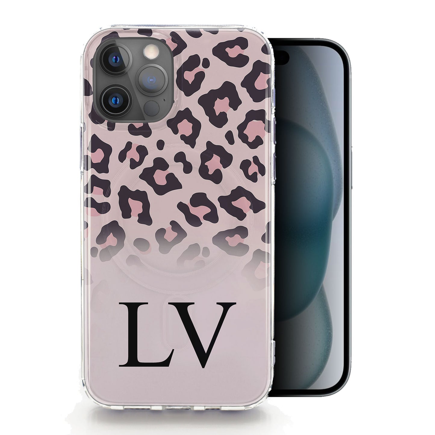 Personalised Magsafe iPhone Case - Nude Leopard Skin and Initial